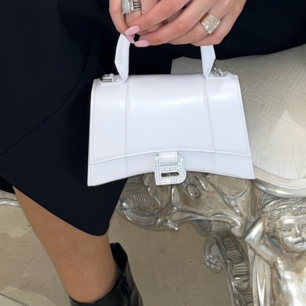 Balenciaga Le Cagole XS top handle bag with rhinestone B